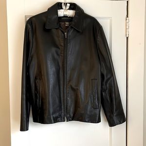 Mens black leather jacket